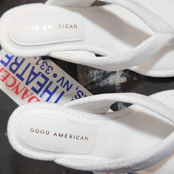 GOOD AMERICAN White Terry Sandal Transparent Heel Style GA077TX Size 8 - Picture 6 of 9